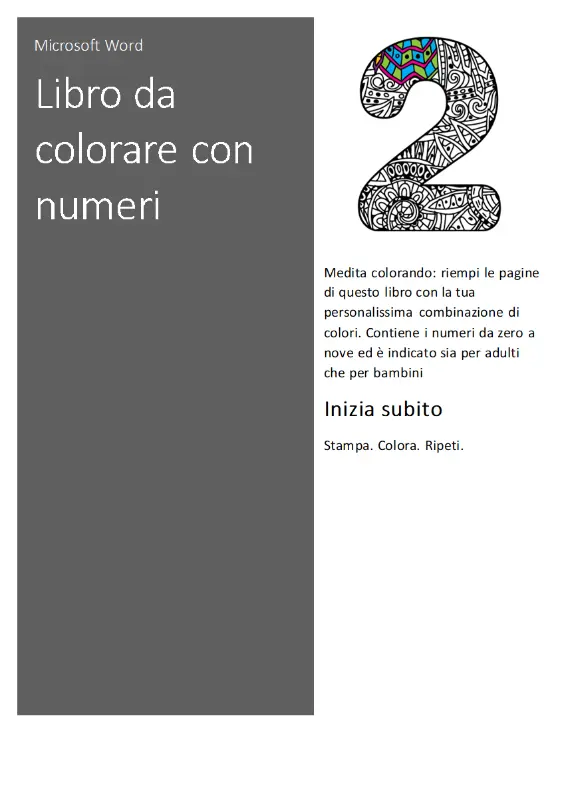 Libro da colorare con numeri organic boho
