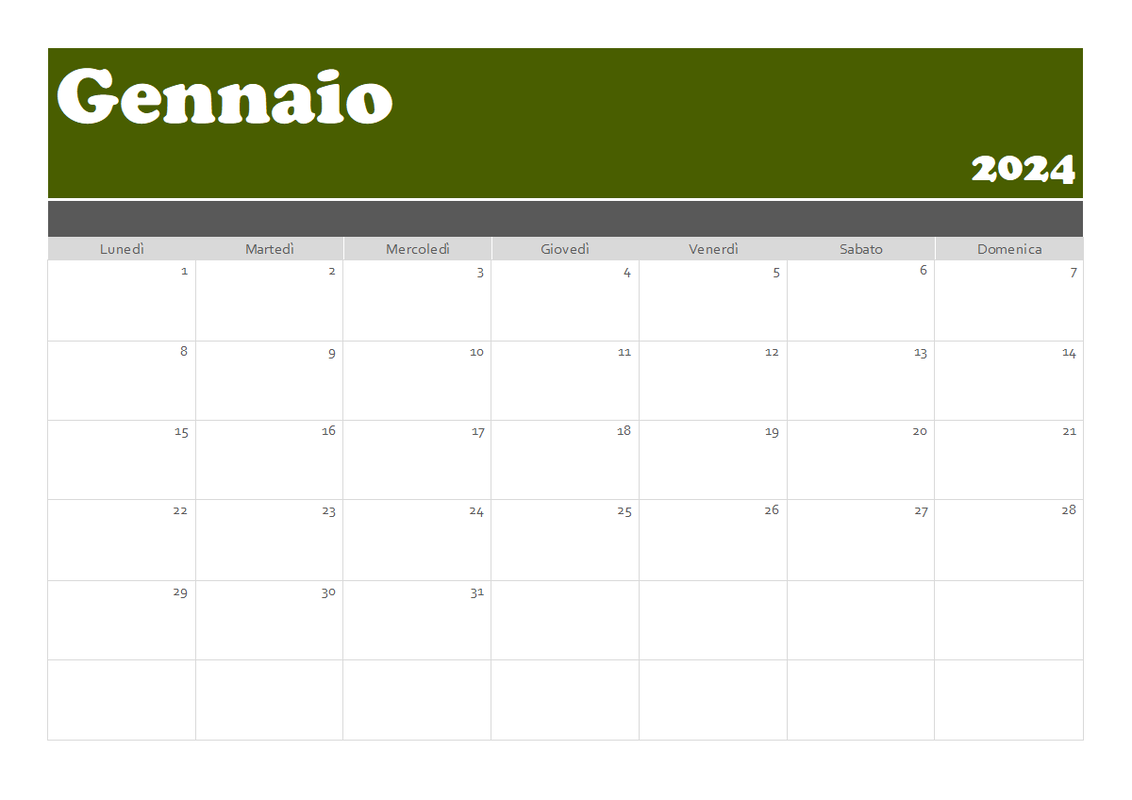 Calendario banner green modern-simple