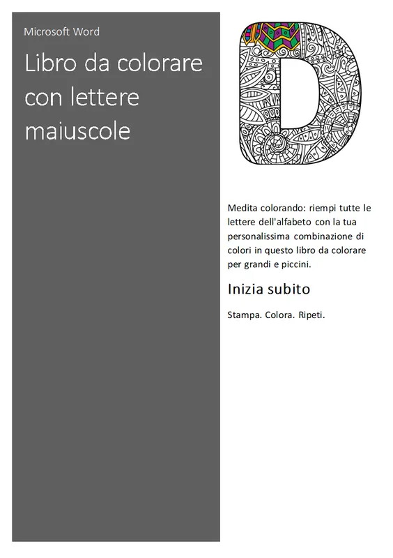 Libro da colorare con lettere maiuscole organic boho