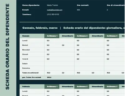 Scheda attività dipendente (settimanale, mensile, annuale) modern simple