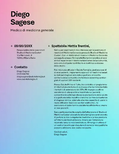 Lettera di presentazione per i sistemi di rilevamento dei candidati del settore sanitario