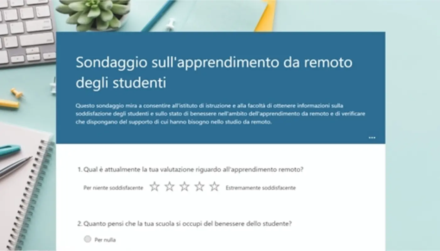 Sondaggio sull'apprendimento da remoto degli studenti blue modern simple