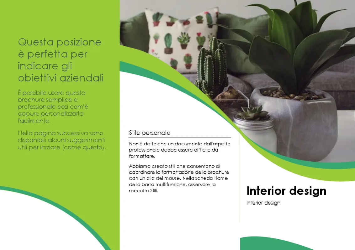 Brochure per interior design green modern-color-block