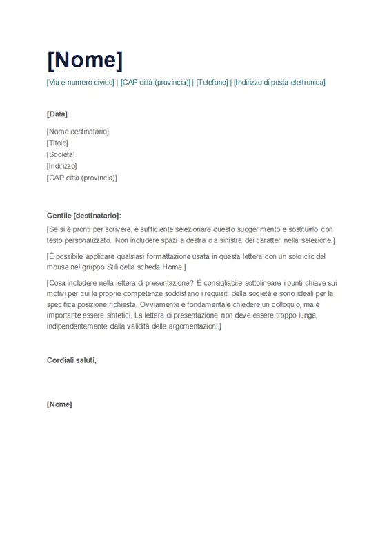 Lettera di presentazione semplice