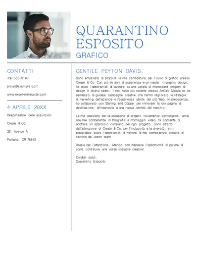 Lettera di presentazione per graphic designer in stile minimalista bianco
