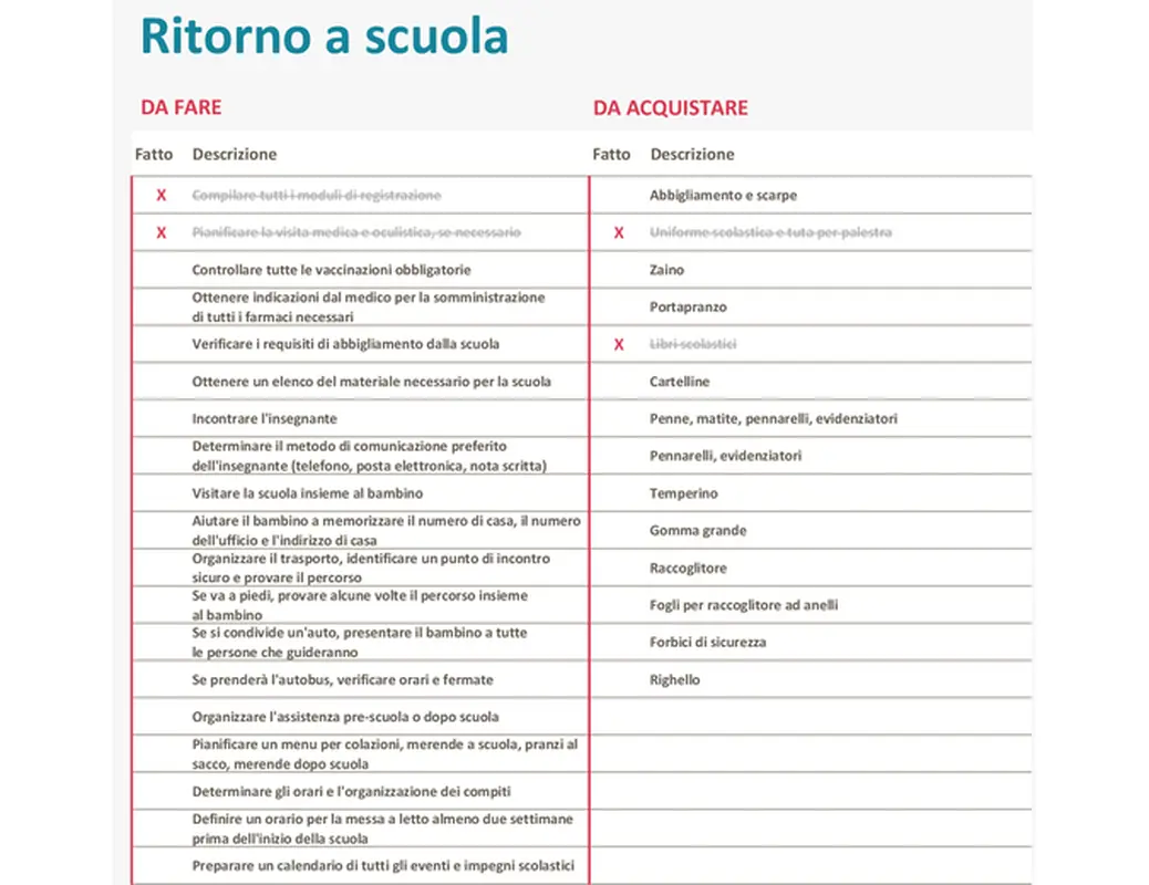 Elenco di controllo per il ritorno a scuola modern simple