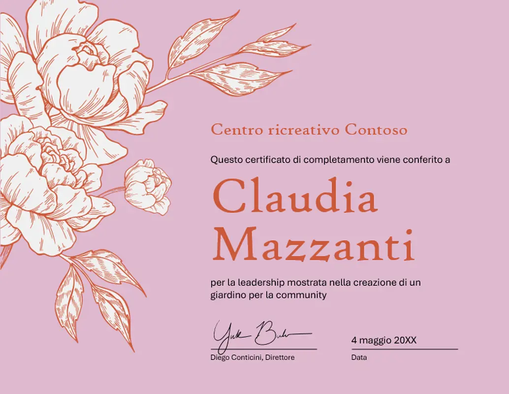 Certificato di completamento floreale vintage-botanical