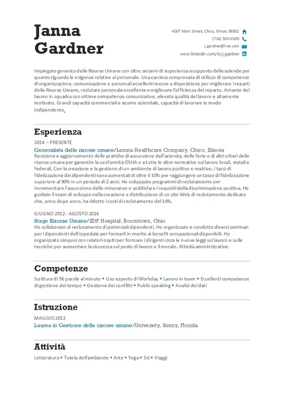 Curriculum per Risorse umane modern simple