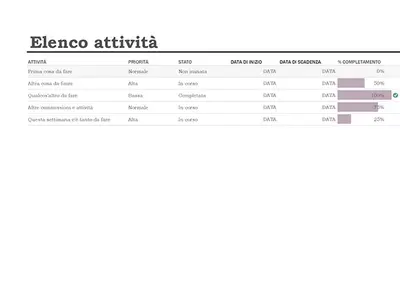 Elenco attività con registro dei progressi modern simple