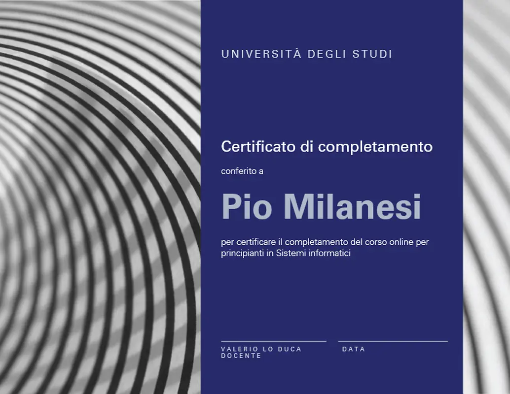 Certificato di completamento del corso modern-geometric