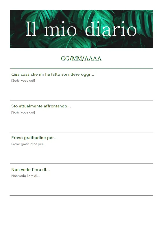 Il mio diario giornaliero green modern simple