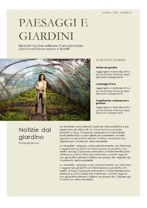 Newsletter sul giardinaggio green modern-simple
