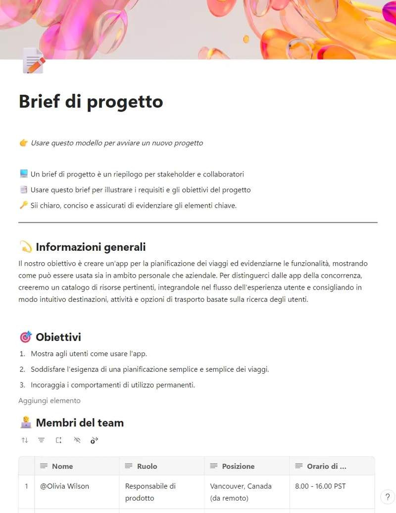 Brief di progetto