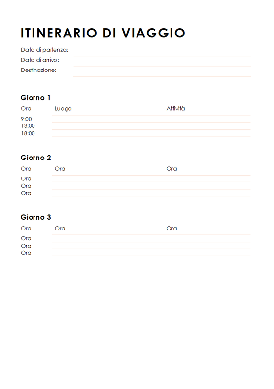 Itinerario di viaggio minimalista null modern simple