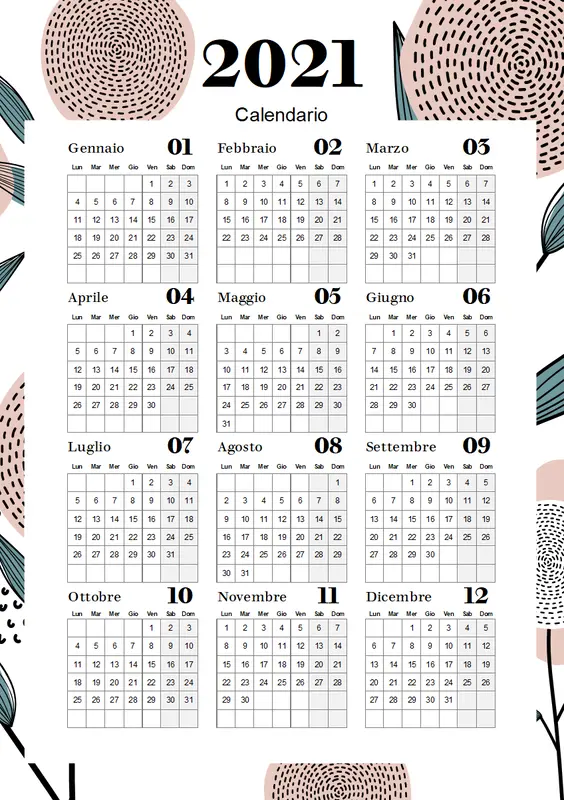 Calendario floreale moderno organic-simple