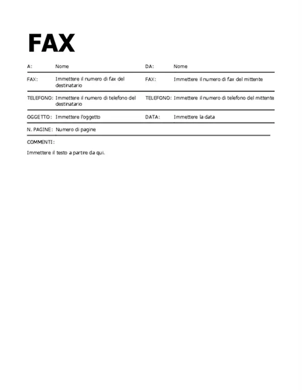 Copertina fax grassetto