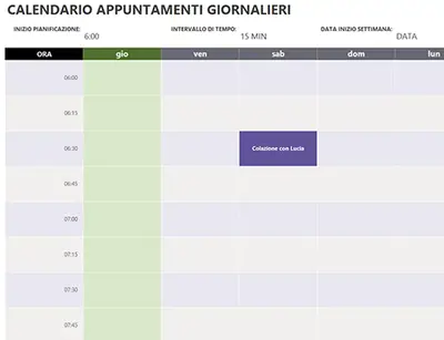 Calendario appuntamenti giornalieri