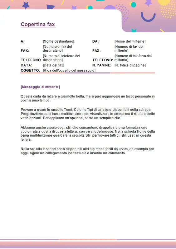 Copertina fax divertente whimsical color block