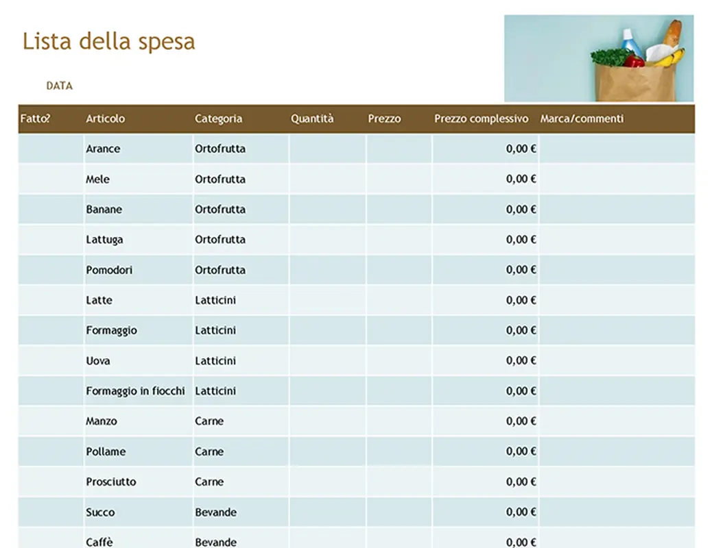 Lista della spesa