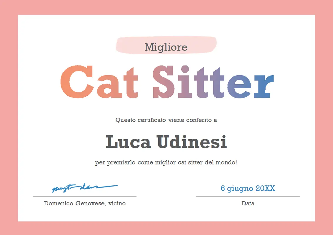 Attestato di merito Migliore al mondo modern-simple