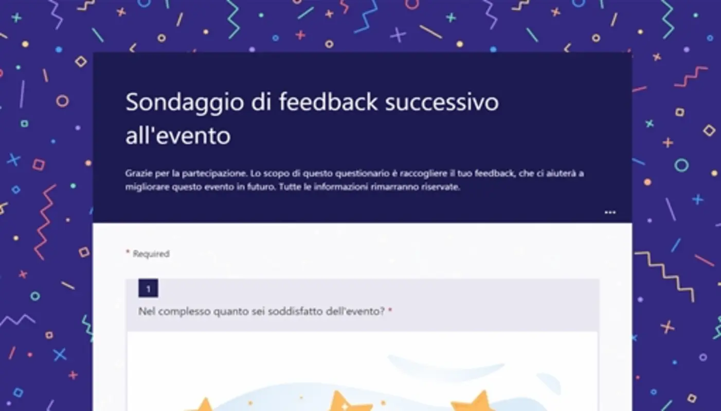 Sondaggio di feedback successivo all'evento blue