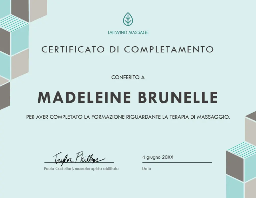 Certificato di completamento blue modern-geometric