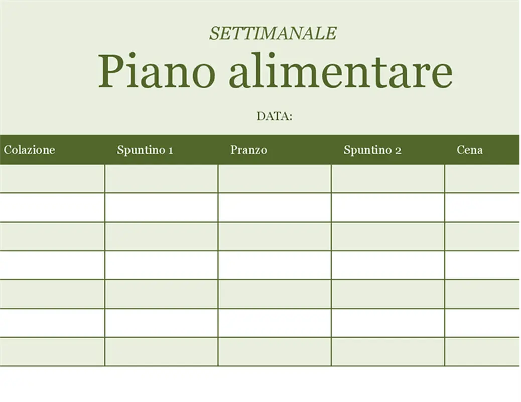Piano alimentare settimanale modern-simple