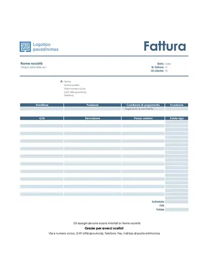 Fattura per servizi (design Semplice Blu) modern-simple