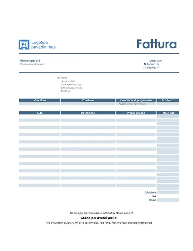 Fattura per servizi (design Semplice Blu) modern-simple