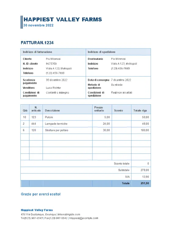 Fattura di vendita per aziende modern simple