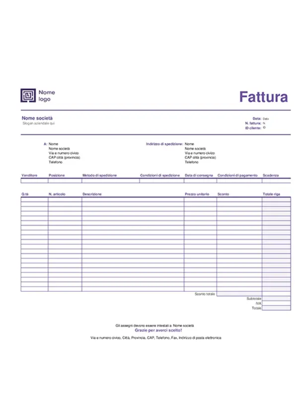 Fattura di vendita (schema Semplice linee) purple modern-simple