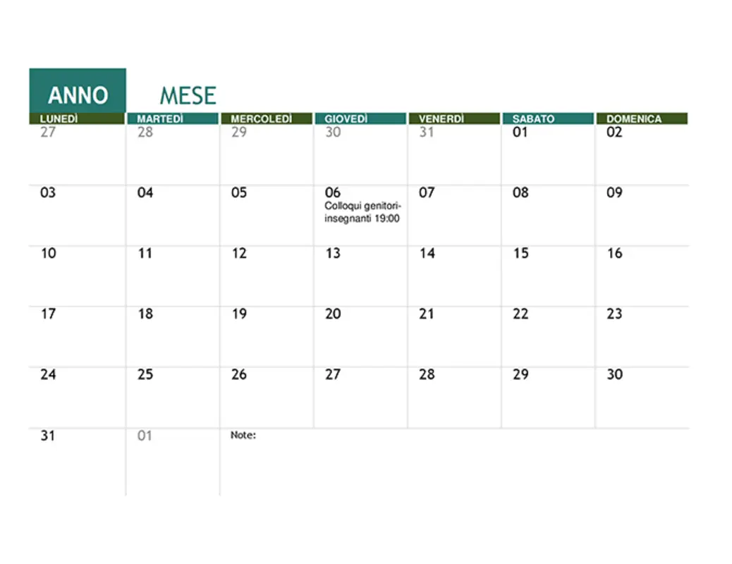 Calendario accademico modern simple