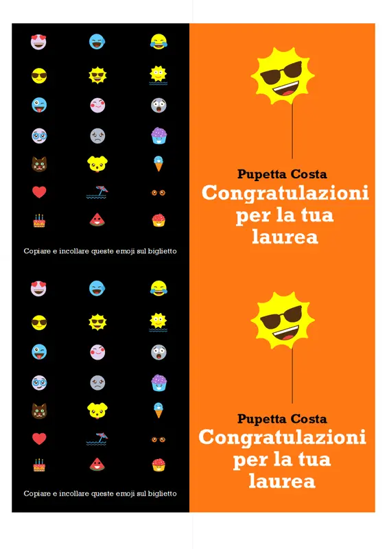 Biglietto per laurea con emoji modern-bold