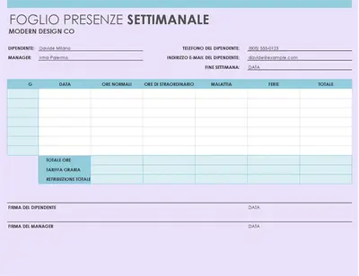 Scheda attività settimanale (21,6 x 27,9 cm, verticale) modern simple