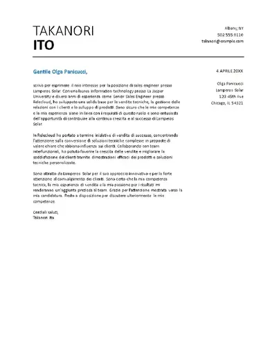 Lettera di presentazione per il settore commerciale base