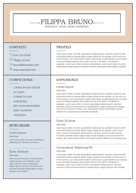 Curriculum a colonne modern-simple