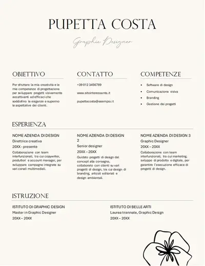 Curriculum per grafici elegante