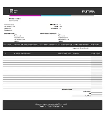 Fattura di vendita (schema Sfumatura di blu)