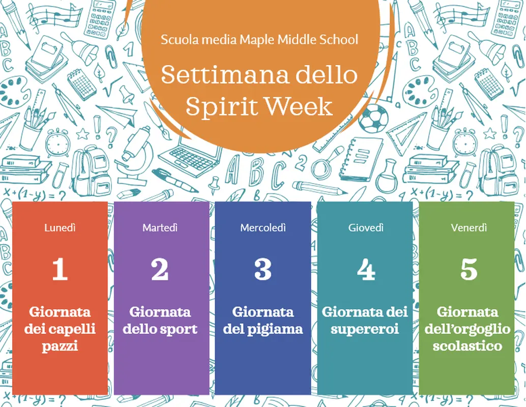 Calendario della Spirit Week della scuola whimsical-line