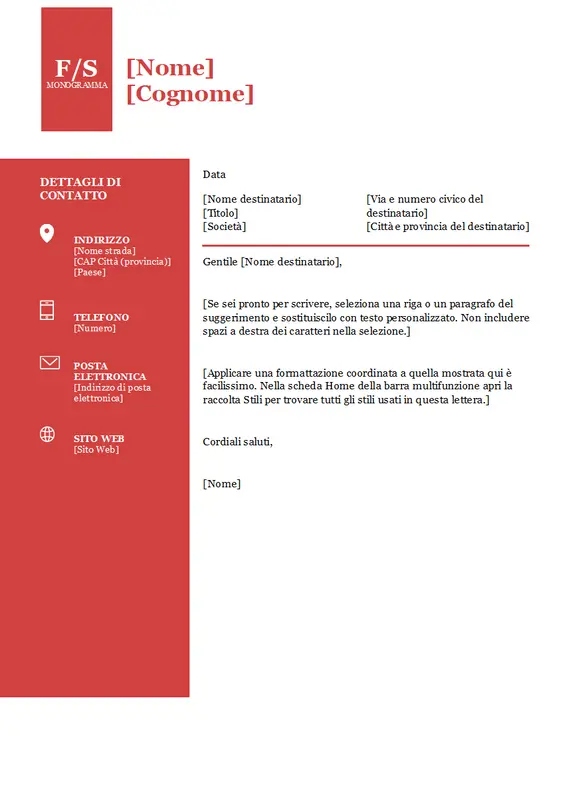 Lettera di presentazione con monogramma in grassetto modern-simple