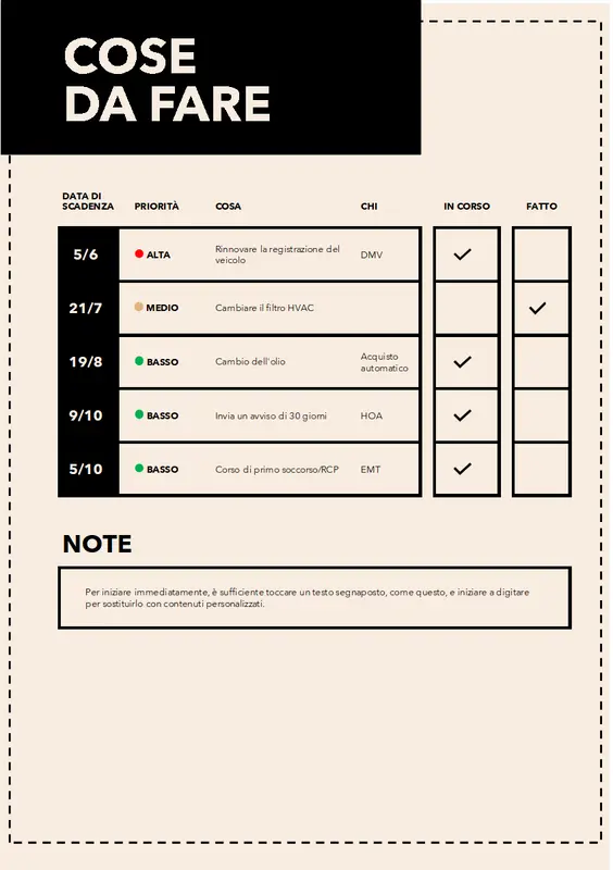 Elenco attività semplice modern bold
