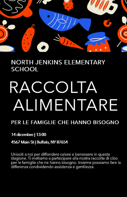 Poster della colletta alimentare per la scuola elementare black modern-bold