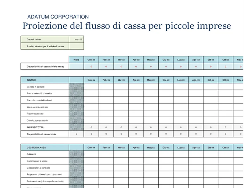Proiezione del flusso di cassa di piccole imprese modern simple