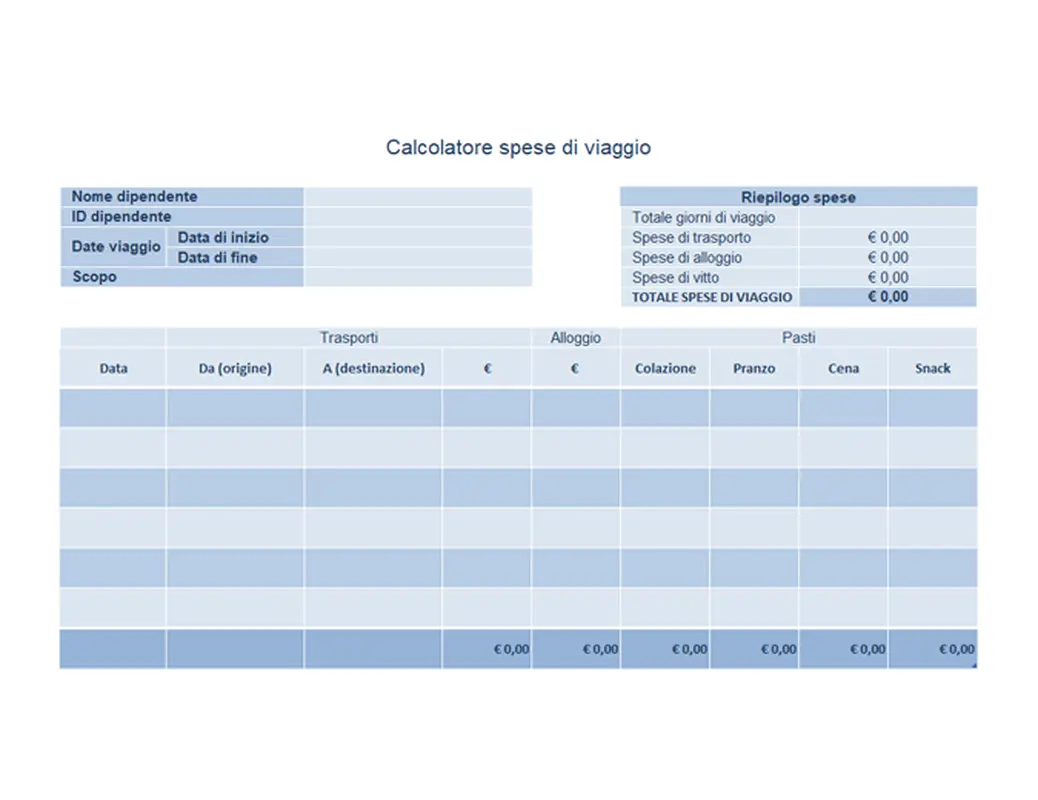 Registro spese di viaggio