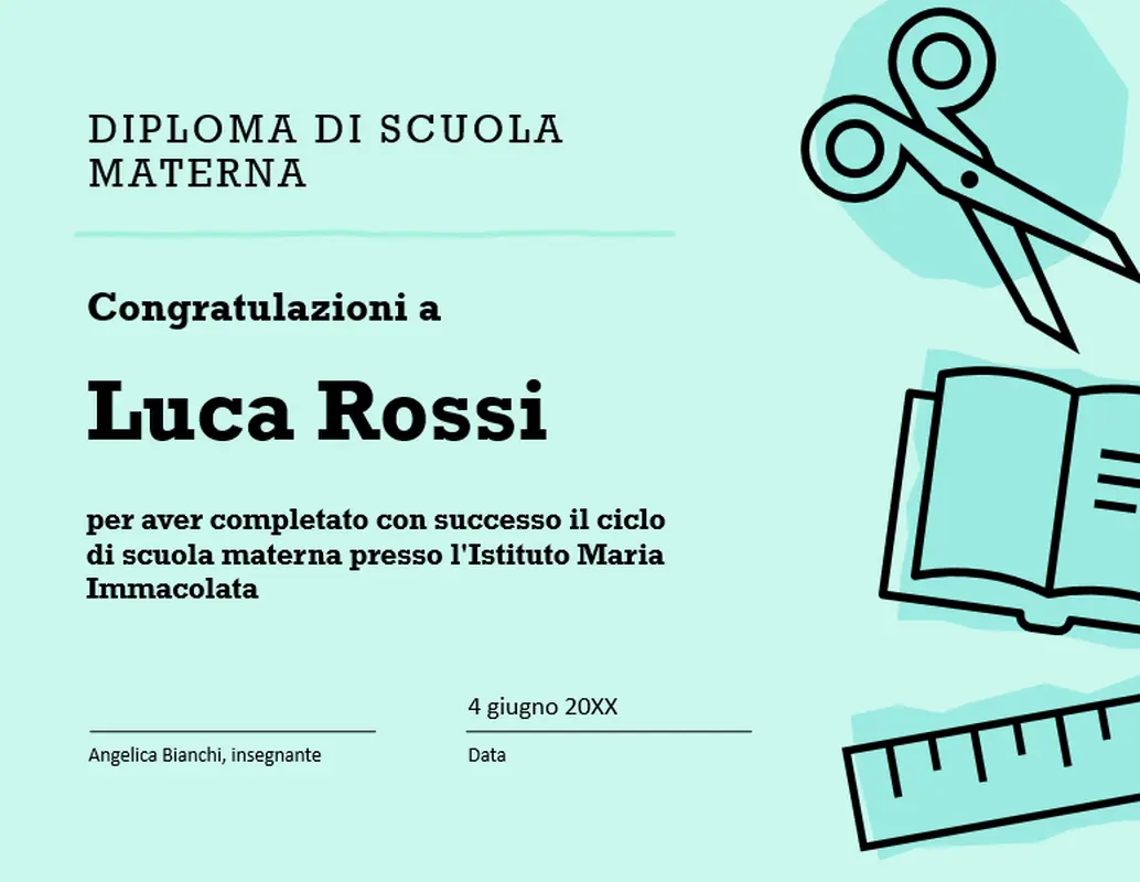 Certificato di diploma della scuola materna modern bold