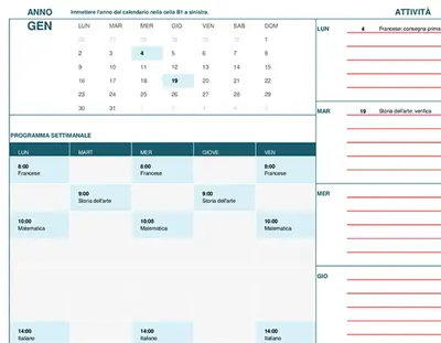 Calendario dello studente (lun) modern-simple