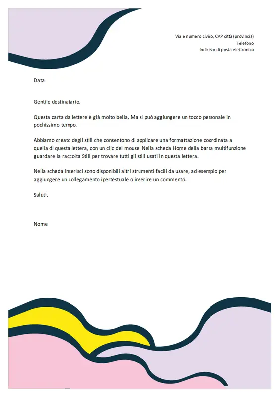 Carta intestata con forme organiche modern-simple