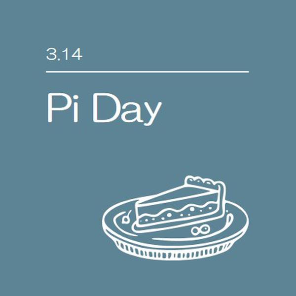 Pi Day blue whimsical-line