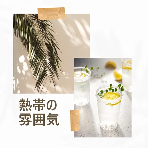 トロピカルカクテルの雰囲気 white photographic,collage,minimal,scrapbook,handwriting,botanical,