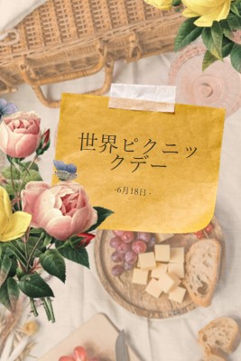 世界ピクニックデー yellow vintage-botanical